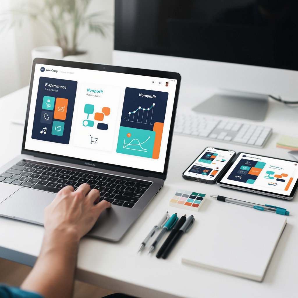 Social Media Template Design case study mockups showing professional Canva template designs for client projects