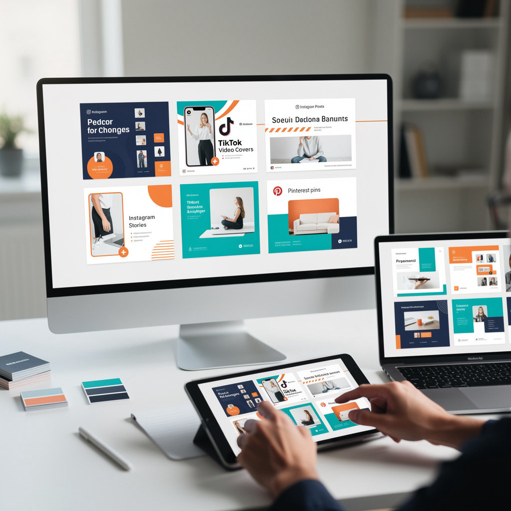 Social Media Template Design professional portfolio showcasing Canva template designs for Instagram, TikTok, Pinterest and social media marketing
